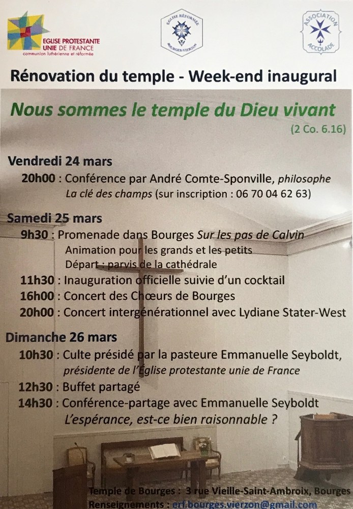 Week-end inaugural du temple de Bourges - La clé des champs - Région-ouest